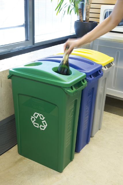 Afvalbak Rubbermaid Slim Jim Vented met luchtsleuven 87 liter grijs