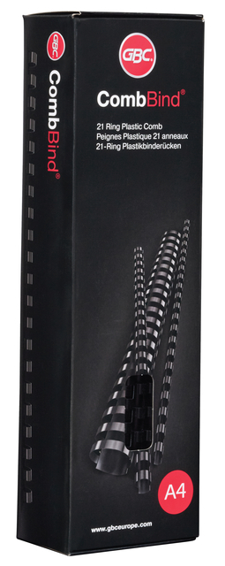 Bindrug GBC 8mm 21rings A4 zwart 100 stuks