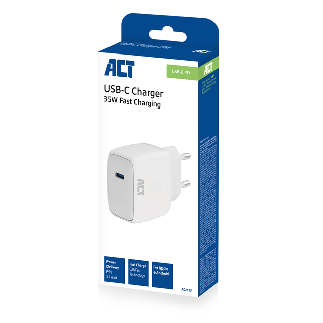 Oplader ACT 35w 1-poort usb c wit