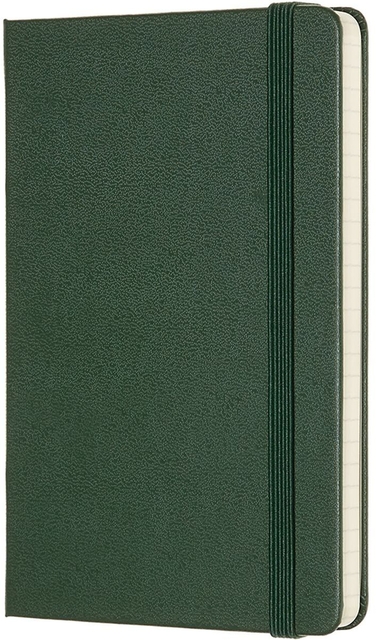 Notitieboek Moleskine pocket 90x140mm ruit 5x5mm hard cover myrtle green