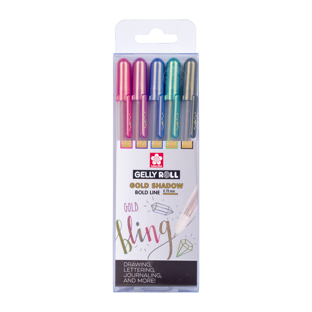 Gelschrijver Sakura Gelly Roll Gold Shadow set à 5 kleuren