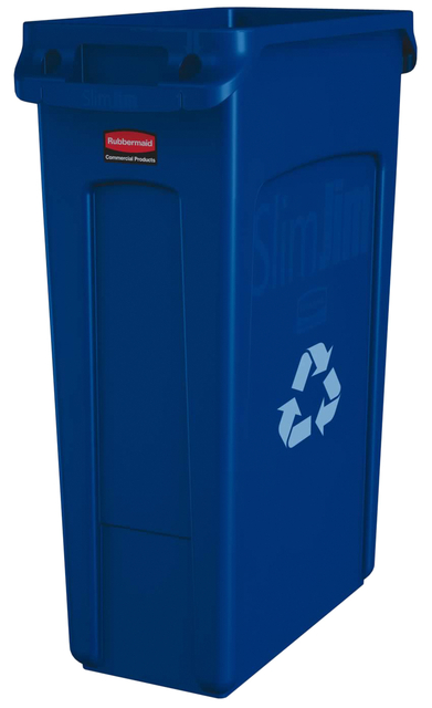 Afvalbak Rubbermaid Slim Jim Vented met luchtsleuven 87 liter blauw