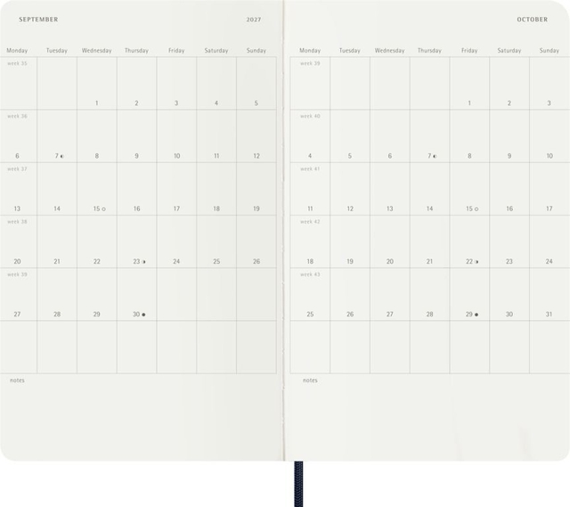 Agenda 2027 Moleskine 18M Planner Weekly 7dagen/1pagina large sc sapphire blue