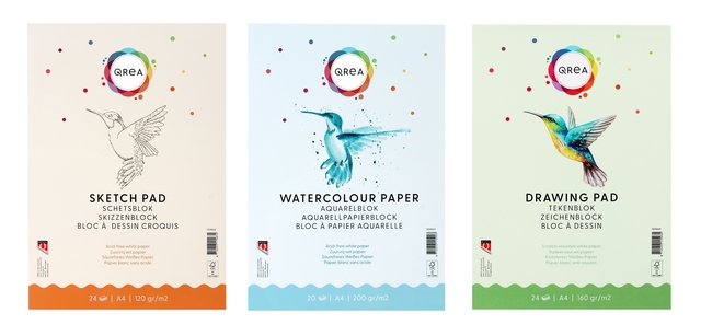 Aquarelblok Qrea A4 20vel 200gr gelijmd
