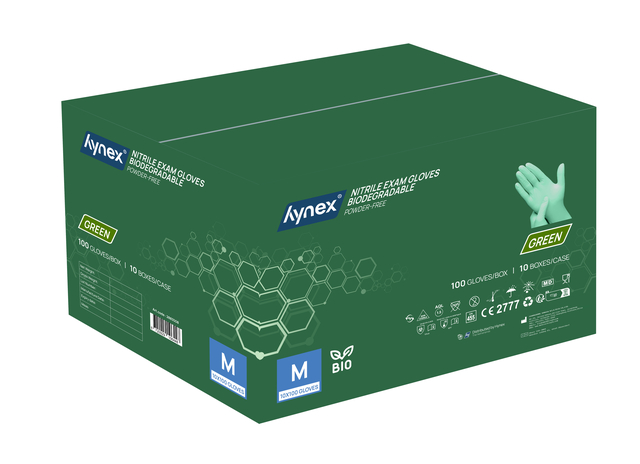 Handschoen Hynex nitril Bio M groen 3.5gr100 stuks