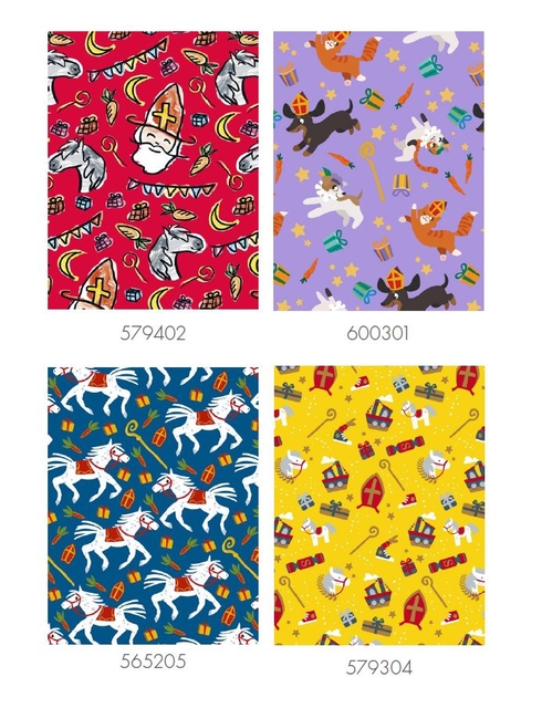 Inpakpapier Sint 200x70cm assorti