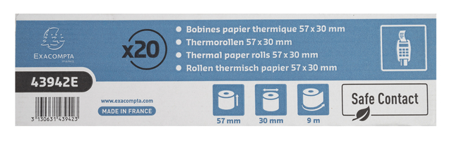 Telrol Exacompta 57mmx9m kern Ø12mm SafeContact thermisch