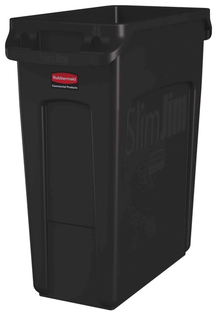 Afvalbak Rubbermaid Slim Jim Vented met luchtsleuven 60 liter bruin