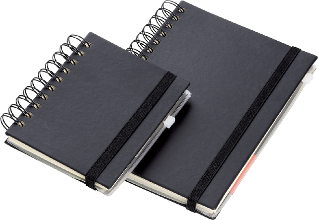 Notitieboek Quantore A6 spiraal lijn 192 pagina's 80gr zwart