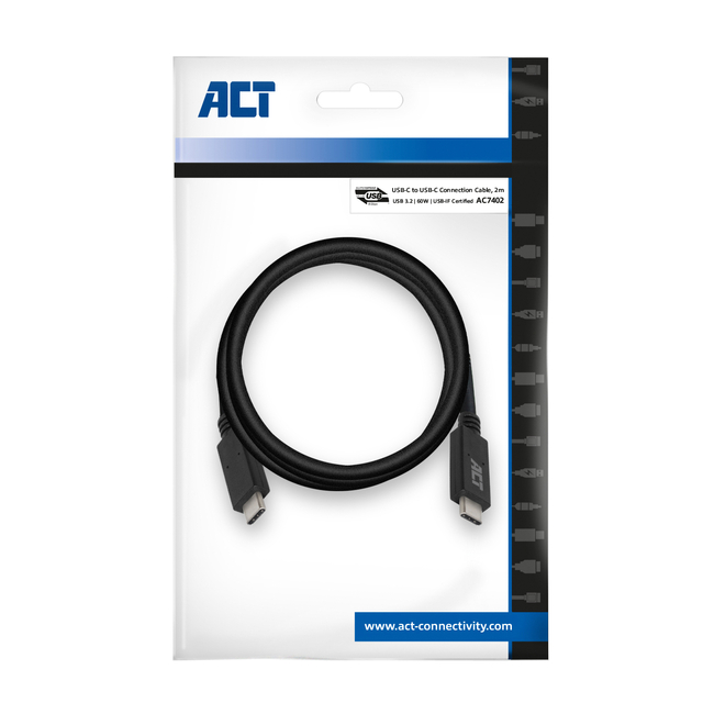 Kabel ACT USB 3.2 USB-C USB-IF gecertificeerd 2 meter