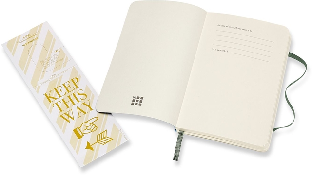 Notitieboek Moleskine pocket 90x140mm blanco soft cover myrtle green