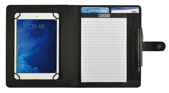 Schrijfmap DESQ voor tablet 7"-10" met sluitclip zwart