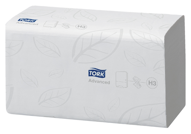 Handdoek Tork H3 Advanced singlefold 2-laags 248x230mm 15x250 vel wit 290163