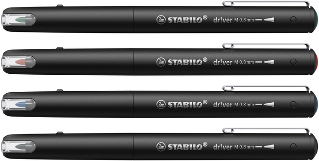 Fineliner STABILO dr!ver medium assorti 4 stuks