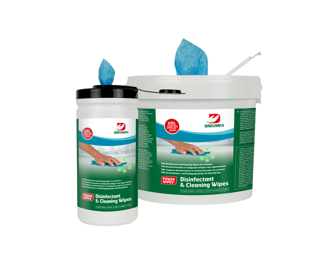 Desinfectiedoekjes Dreumex Disinfectant & Cleaning emmer 700 stuks blauw