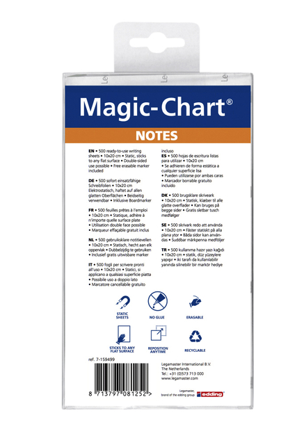 Magic-chart notes Legamaster 10x20cm assorti 500 vel