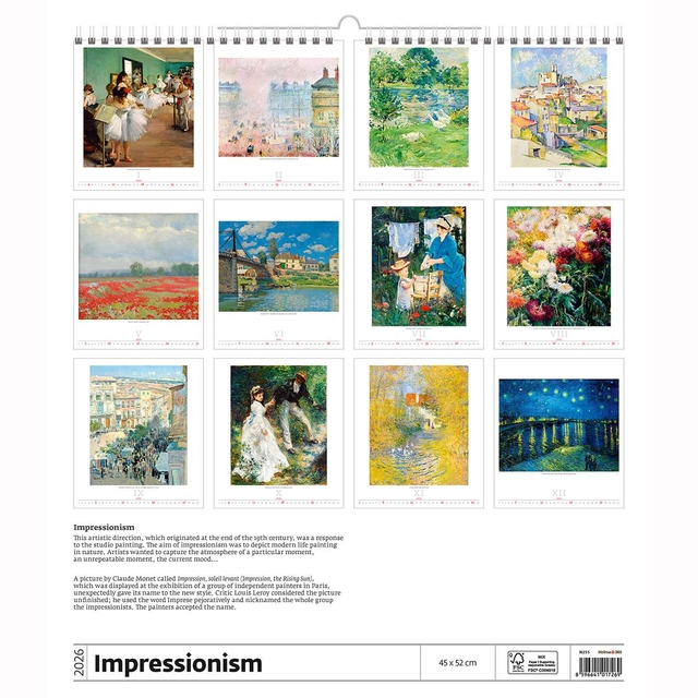 Kalender 2026 Helma 365 Grote Impressionistische Kunstkalender 520x450