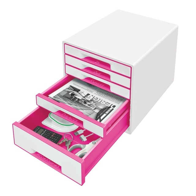 Ladenblok Leitz WOW 5 laden wit/roze