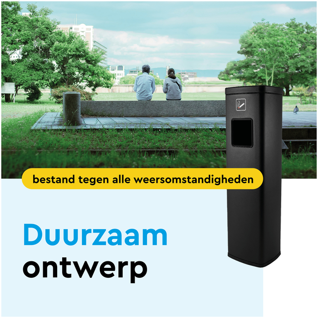Afvalbak met asbak BRASQ 20 liter AT400 zwart
