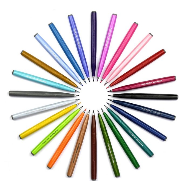 Brushpen Pentel Sign SES15C Rainbow assorti 24 stuks