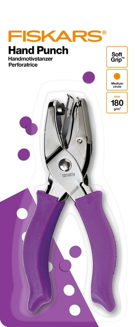 Handpuncher Fiskars M circle 1/8" met SoftGrip paars