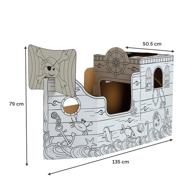 Kartonnen Piratenschip XL Bankers Box Play inkleurbaar
