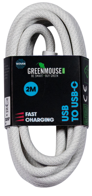Kabel Green Mouse USB-A to USB-C data Woven 2m