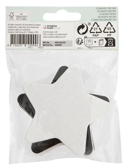Canvas Nassau fine art ster en bloem 7,5cm magnetisch 4 stuks