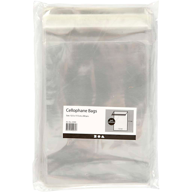 Cellofaanzak Creativ Company 17.3x12.3cm 25 micron met plakstrip 200st