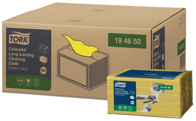 Reinigingsdoek Tork W8 Premium 1-laags 40 vel geel 194650