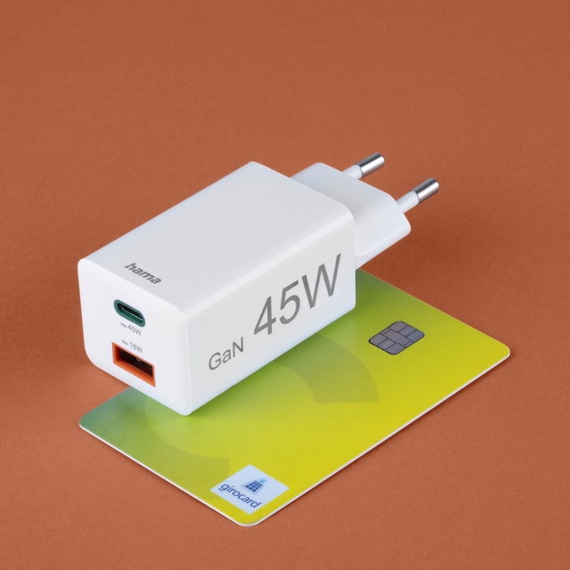 Oplader Hama USB-C/USB-A Mini PD 45W wit