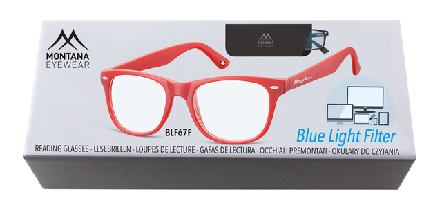 Leesbril Montana +3.00 dtp blue light filter rood