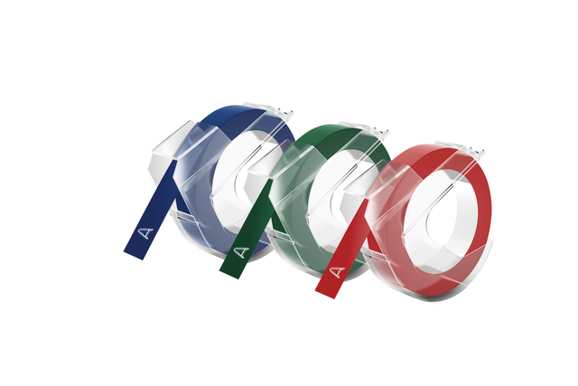 Reliëftape Dymo embossing vinyl 9mm assorti 3 stuks