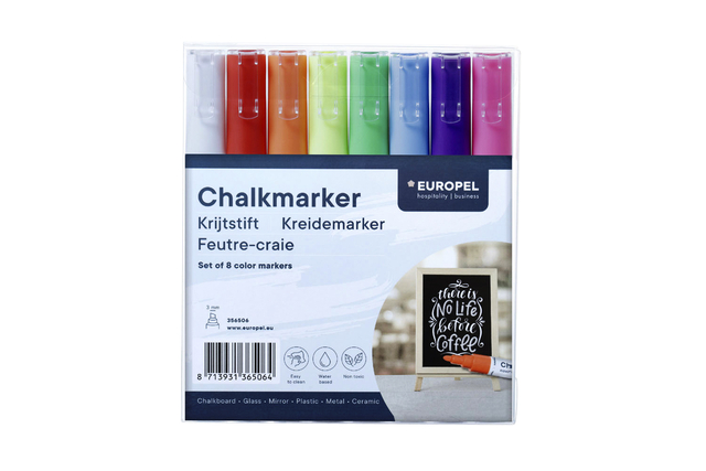 Krijtstift Europel 3mm assorti etui 8 stuks