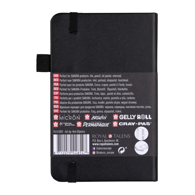 Schetsboek Sakura 80 zwarte vellen 140gr 90x140mm zwart
