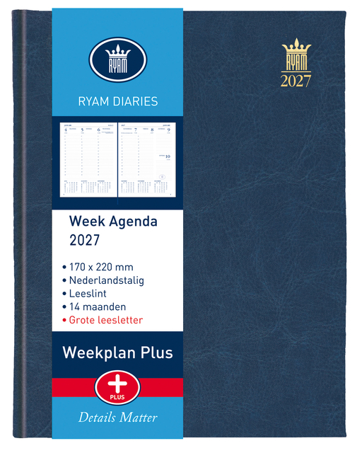 Agenda 2027 Ryam Weekplan Plus Mundior groot letter 7dagen/2pagina's assorti