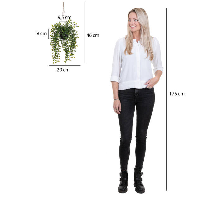 Kunstplant Mica Ficus hangend in pot groen Ø20 46cm