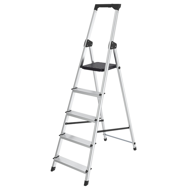 Huishoudtrap BRASQ 5 treden aluminium SLA500 zilver