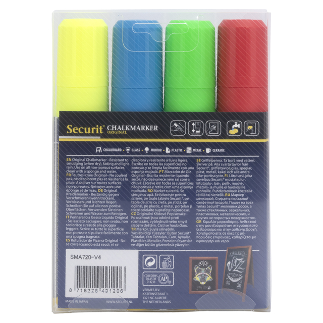 Krijtstift Securit SMA-720 blok ass 7-15mm blister à 4 stuks