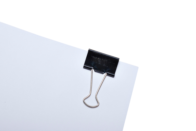 Papierklem MAUL foldback 215 13mm zwart 12 stuks