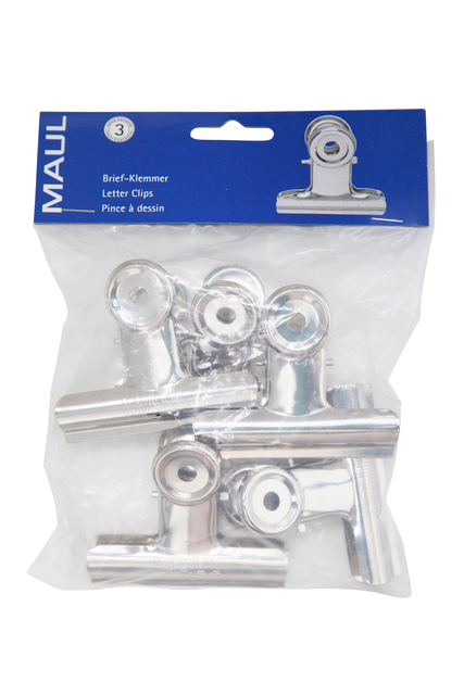 Papierklem MAUL Bulldog 70mm capaciteit 40mm zilver 5 stuks