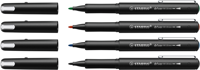 Fineliner STABILO dr!ver medium assorti 4 stuks