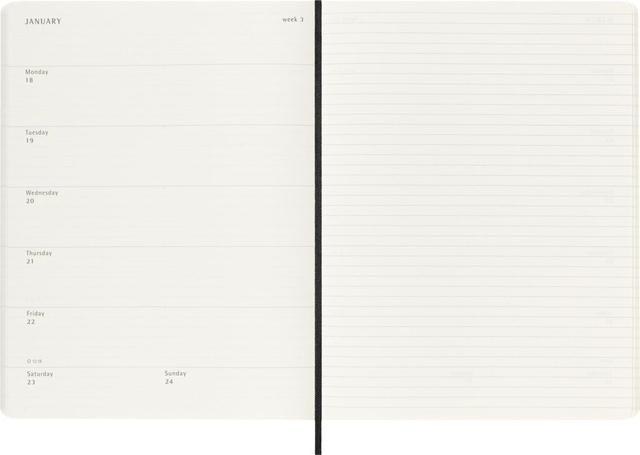 Agenda 2027 Moleskine 18M Planner Weekly 7dagen/1pagina xl sc black