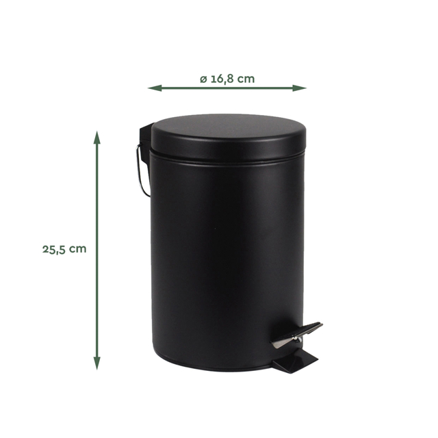Pedaalemmer BRASQ 3 liter zwart
