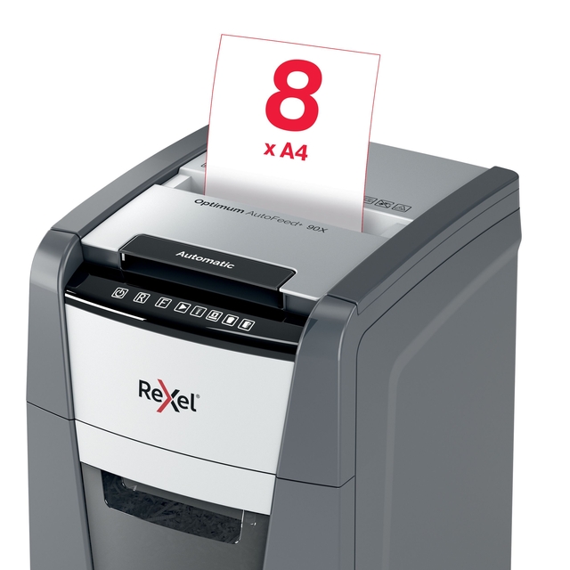 Papiervernietiger Rexel Optimum Auto+ 90X snippers 4x28mm