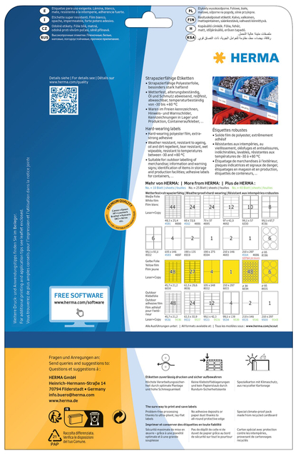 Etiket HERMA 8032 105x148mm weerbestendig geel 100 stuks