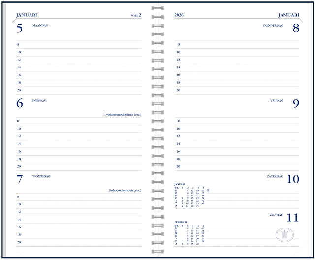 Agendavulling 2027 Ryam Memoplan 7 7dagen/2pagina's wit