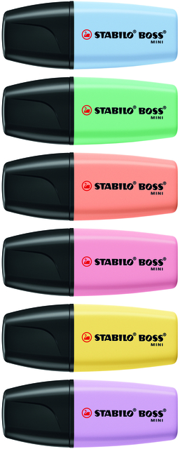 Markeerstift STABILO BOSS mini pastel assorti 6 stuks