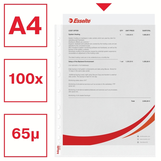 Showtas Esselte standaard 0,07mm PP A4 100 stuks