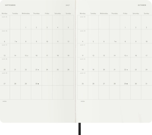 Agenda 2027 Moleskine 12M Planner Weekly 7dagen/1pagina large sc black